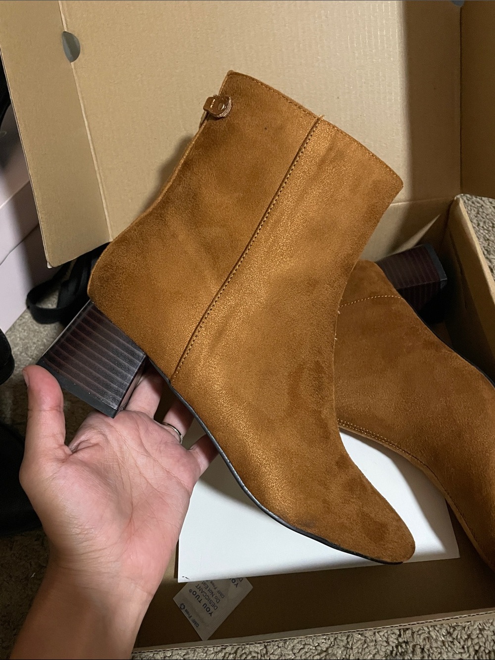 Mango Cognac Suede Ankle Boot